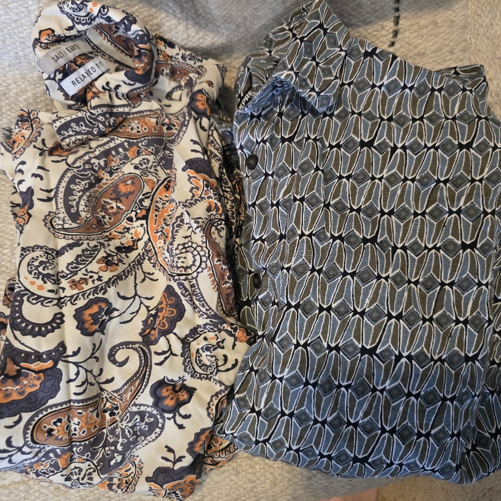 4 Mens Patterned Button-Up Shirts Sz. Small Express & Others EUC!